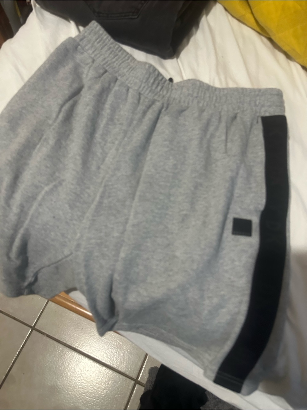DKNY Grey Athletic Shorts with Black Side Stripe